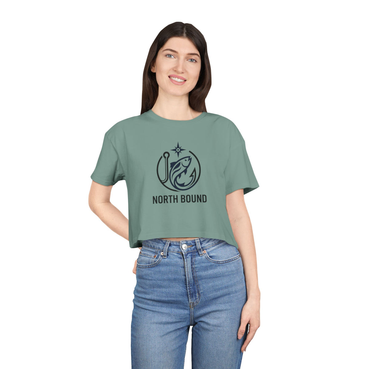North Bound Fish Hook Logo Crop Tee