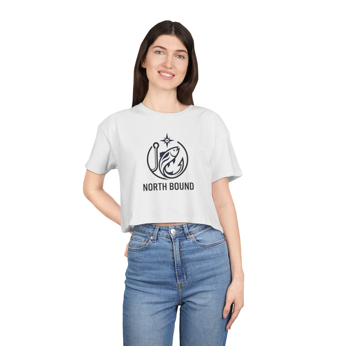 North Bound Fish Hook Logo Crop Tee