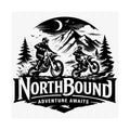 NorthBound Adventure Awaits Poster | Motorcycle Mountain Print
