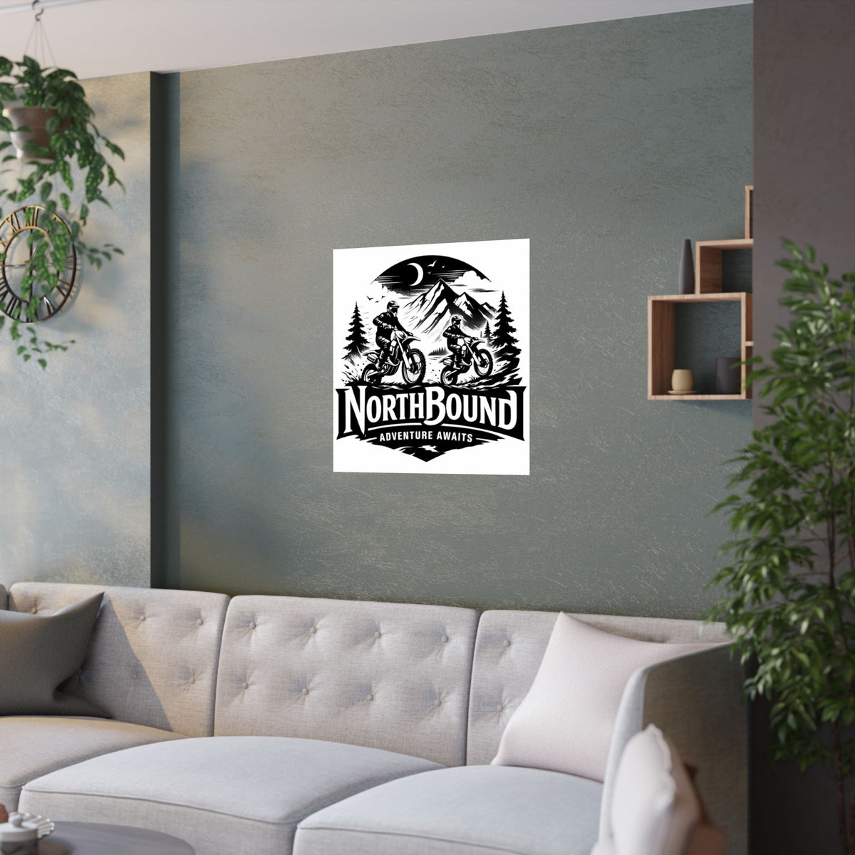 NorthBound Adventure Awaits Poster | Motorcycle Mountain Print