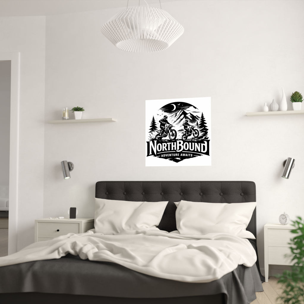 NorthBound Adventure Awaits Poster | Motorcycle Mountain Print